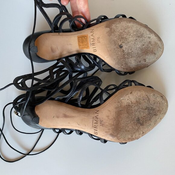 ALEXANDRE BIRMAN Black Leather Stiletto Caged Heel Sandal Shoe Size 7.5 - Picture 14 of 15